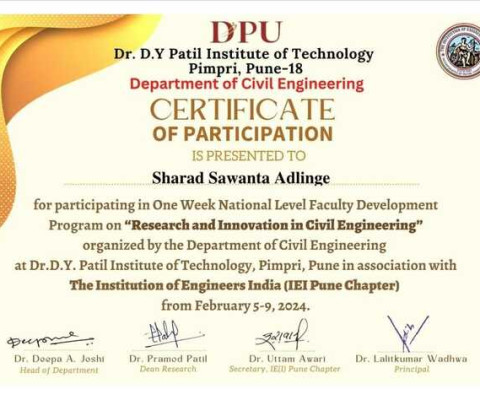 Mr. Sharad Sawanta Adlinge participated in FDP on 