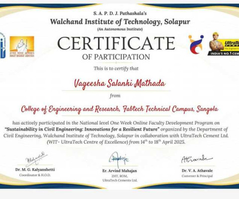 Certificate for FDP on 