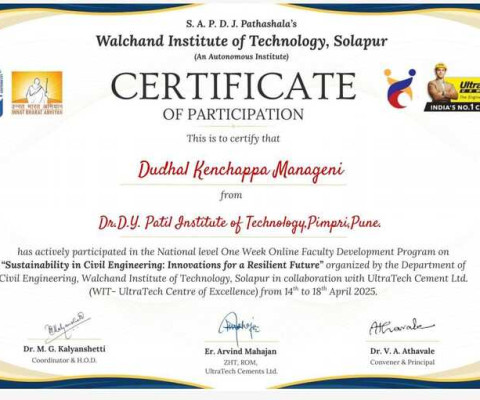 Certificate for FDP on 