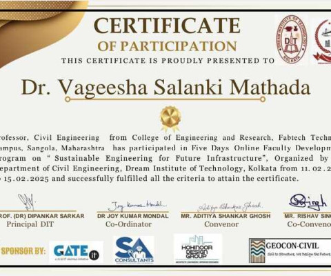 Certificate for FDP on 