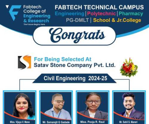 Congratulations for placement in Satav Stone Company Pvt. Ltd.