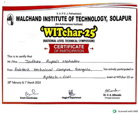 Certificate of Participation for WITchar 2K25