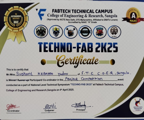 Certificate of Participation for Techno-Fab 2K25