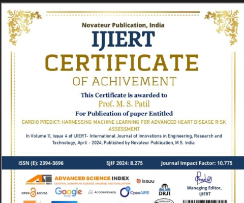 Certificate for Publiction of Paper