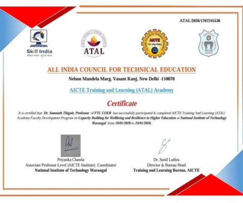 Certificate for successfully participated in & completing AITEC training & learning.