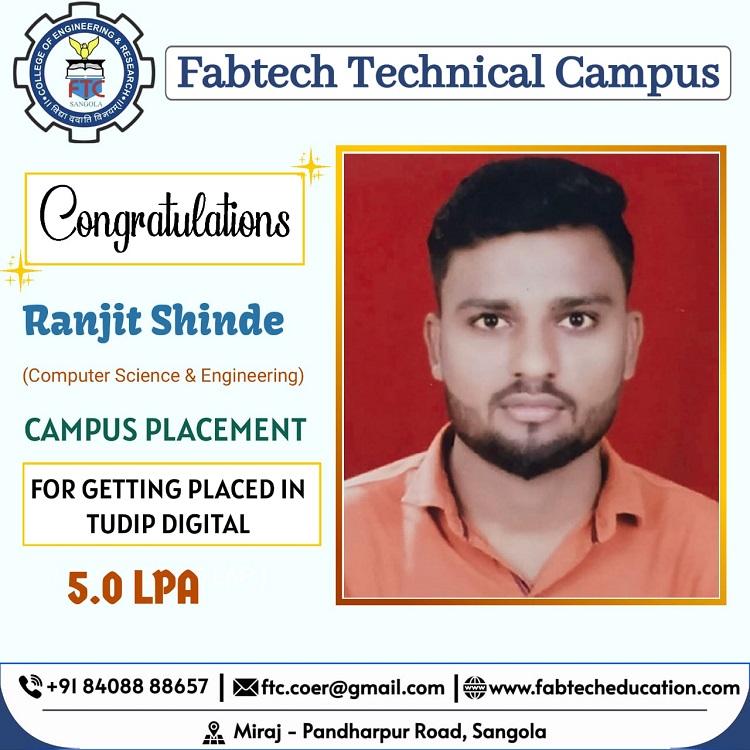 Ranjit Shinde Placed at Tudip Digital