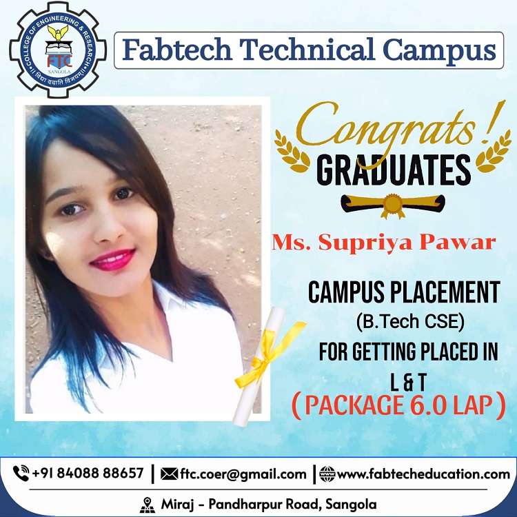 Supriya Pawar Placed at L&T